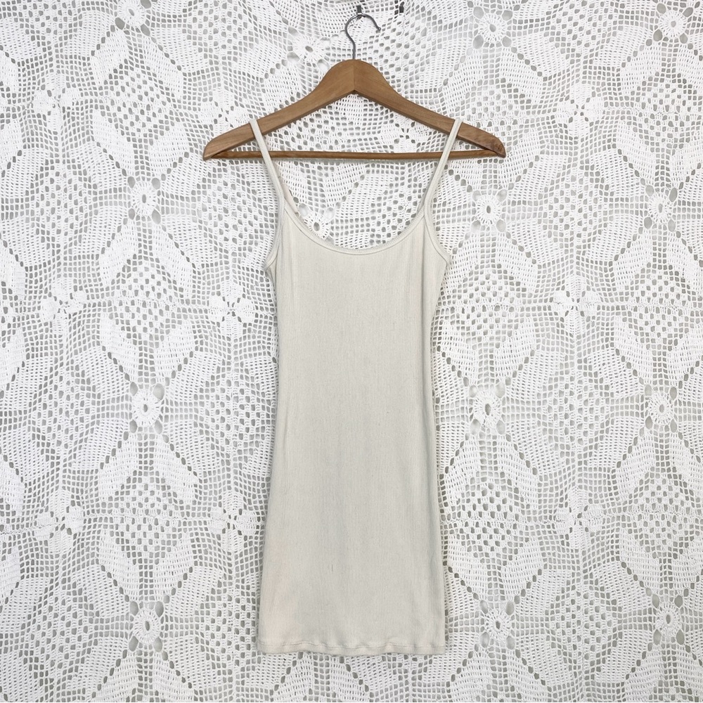 SKIMS Scoop Cotton Rib Tank Long - Bone off white Sz S